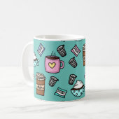 Mug Café turquoise et rose mignon (Devant gauche)