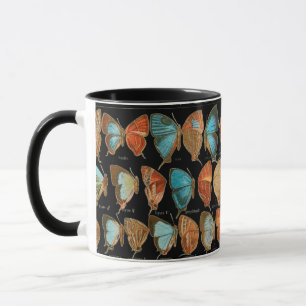 Mug Café vintage Blue et Red Butterflies