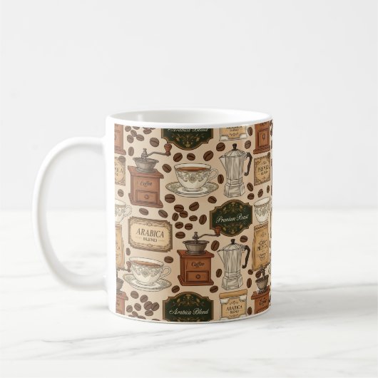 Mug Café vintage style motif rétro (Gauche)
