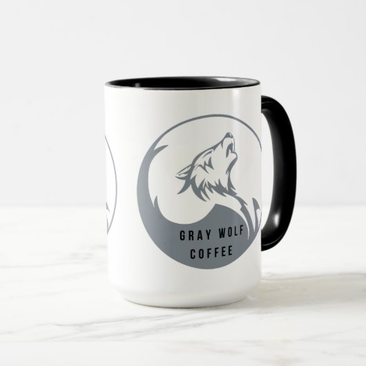 Mug Café Wolf gris 15oz (Devant droit)