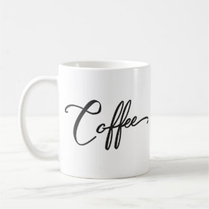 Mug Café Word, calligraphie noire minimale