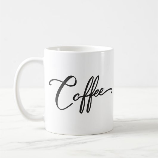 Mug Café Word, calligraphie noire minimale (Gauche)