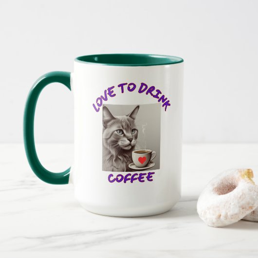 Mug Caféine Chat Musique humoristique (Avec donut)