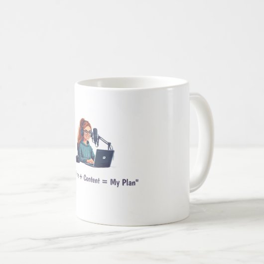 Mug "Caféine + Contenu = Mon plan" (Devant droit)
