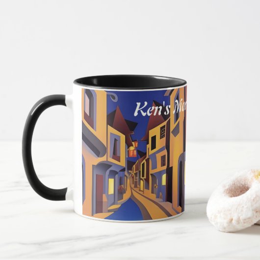 Mug Caféine du matin de Ken personnalisable (Avec donut)