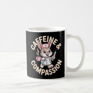 Mug Caféine et Compassion Lapin Infirmière Mignon Café