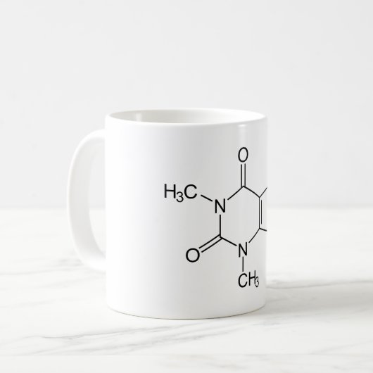 Mug Caféine Molécule Chimie Café Atomes (Devant gauche)