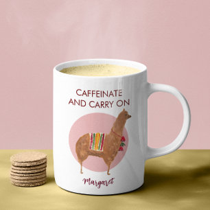 Mug Caféinez-vous Continue Lama Alpaga Animal Dessiné 