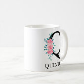 Mug Cafetière à lettre unique personnalisée en aquarel (Devant droit)