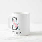 Mug Cafetière à lettre unique personnalisée en aquarel (Devant gauche)