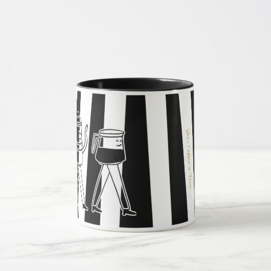 Mug Cafetière noir et blanc Café rayé (Centre)