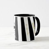 Mug Cafetière noir et blanc Café rayé (Devant droit)