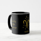 Mug Cafetière simple noire et or Aries Zodiaque (Devant gauche)