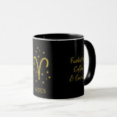 Mug Cafetière simple noire et or Aries Zodiaque (Devant droit)