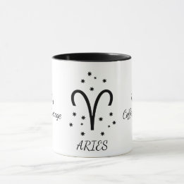 Mug Cafetière simple typographie Bélier Zodiaque