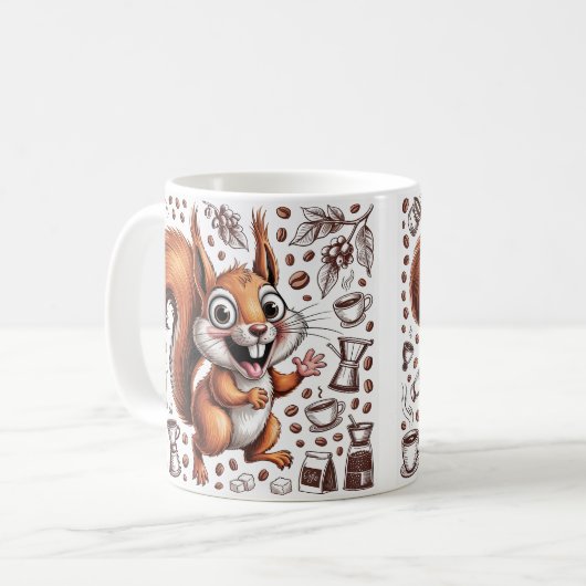 Mug Caffeinated Squirrel | Funny Coffee Lover Animal (Devant gauche)