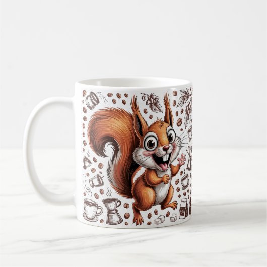 Mug Caffeinated Squirrel | Funny Coffee Lover Animal (Gauche)