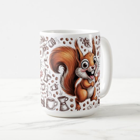 Mug Caffeinated Squirrel | Funny Coffee Lover Animal (Devant droit)