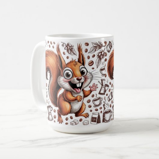 Mug Caffeinated Squirrel | Funny Coffee Lover Animal (Devant gauche)