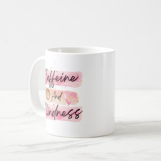 Mug Caffeine and Kindness Pink Coffee Art (Devant gauche)