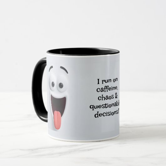 Mug Caffeine Chaos, Add Name Message, Expressive Face (Devant gauche)