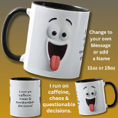 Mug Caffeine Chaos, Add Name Message, Expressive Face