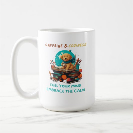 Mug Caffeine & Coziness Golden Retriever Book (Gauche)