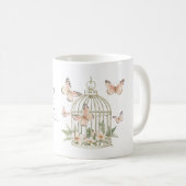Mug Cage à oiseaux florale Papillons au pêcher (Devant droit)
