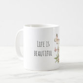 Mug Cage à oiseaux florale Papillons au pêcher (Devant gauche)