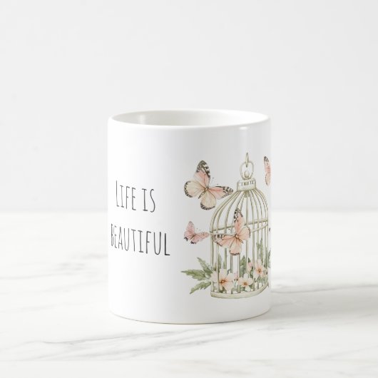 Mug Cage à oiseaux florale Papillons au pêcher (Centre)