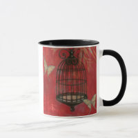 Cage d'oiseaux décorative avec papillons