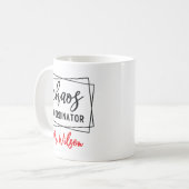 Mug Cahier du coordinateur de chaos – Citation drôle d (Devant gauche)