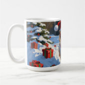 Mug Cairn Terrier courant dans la neige avec un chapea (Gauche)