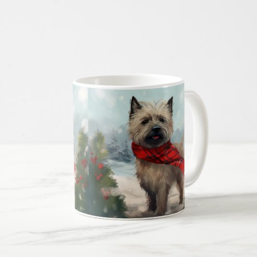 Mug Cairn Terrier Dog dans Noël de neige (Devant droit)