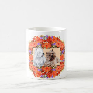 Mug Cairn terrier et Westie en fleurs