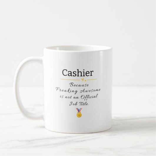 Mug Caissier Freaking Awesome Titre de l'emploi (Gauche)