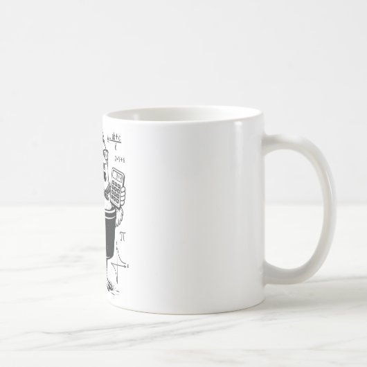 Mug Calculatrice drôle de poulet tenant un pot Prof de (Droite)