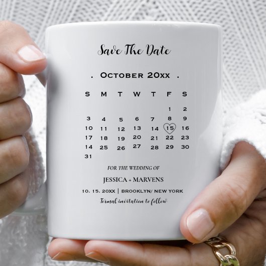 Mug Calendrier calligraphie moderne non photo enregist