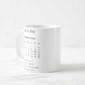 Mug Calendrier calligraphie moderne non photo enregist (Devant gauche)