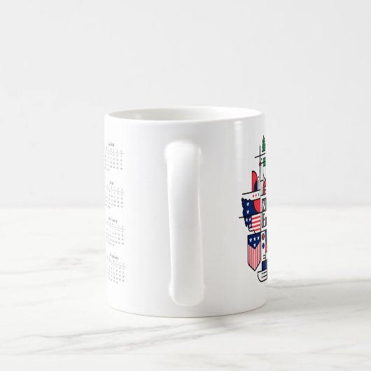 Mug Calendrier de football 2026 USA, Canada, Mexique (Poignée)