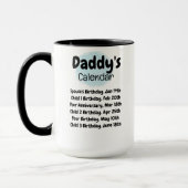 Mug Calendrier de papa - 6 Dates vitales pour tout le  (Gauche)