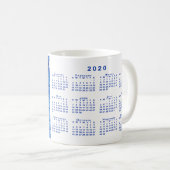 Mug Calendrier Motif 2020 de l'échelle d'aquarelle ble (Devant droit)