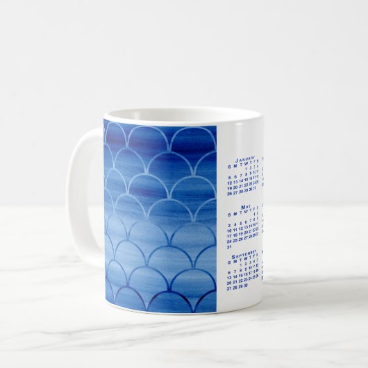 Mug Calendrier Motif 2020 de l'échelle d'aquarelle ble (Devant gauche)
