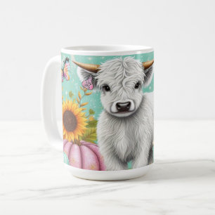 Mug Calf Highland au milieu des Citrouilles d'automne 