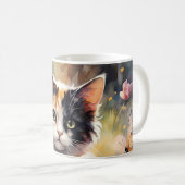Mug Calico Cat et Papillons dans le jardin de printemp (Devant droit)