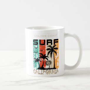 Mug California Golden Coast, Vintage Sunset Graphic