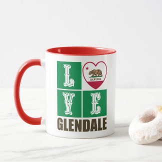 Mug California Republic State Flag Heart Glendale