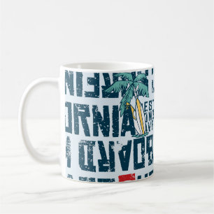 Mug California Surfing Team : Grunge Seamless Motif.