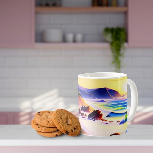 Mug Californie Coastline Sunset Watercolor