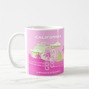 Mug Californie, Los Angeles, Travel Art, Preppy, Rose